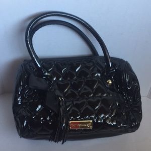 Betsey Johnson Black Quilted Heart Purse